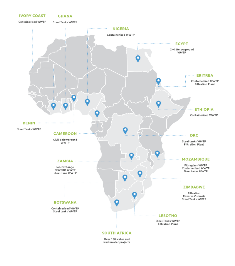 Published project footprint across Africa