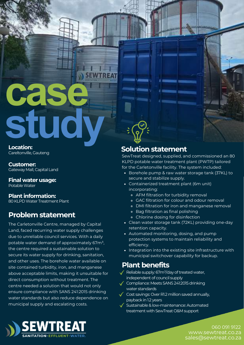 Carletonville Centre Potable Water published case-study sheet 1
