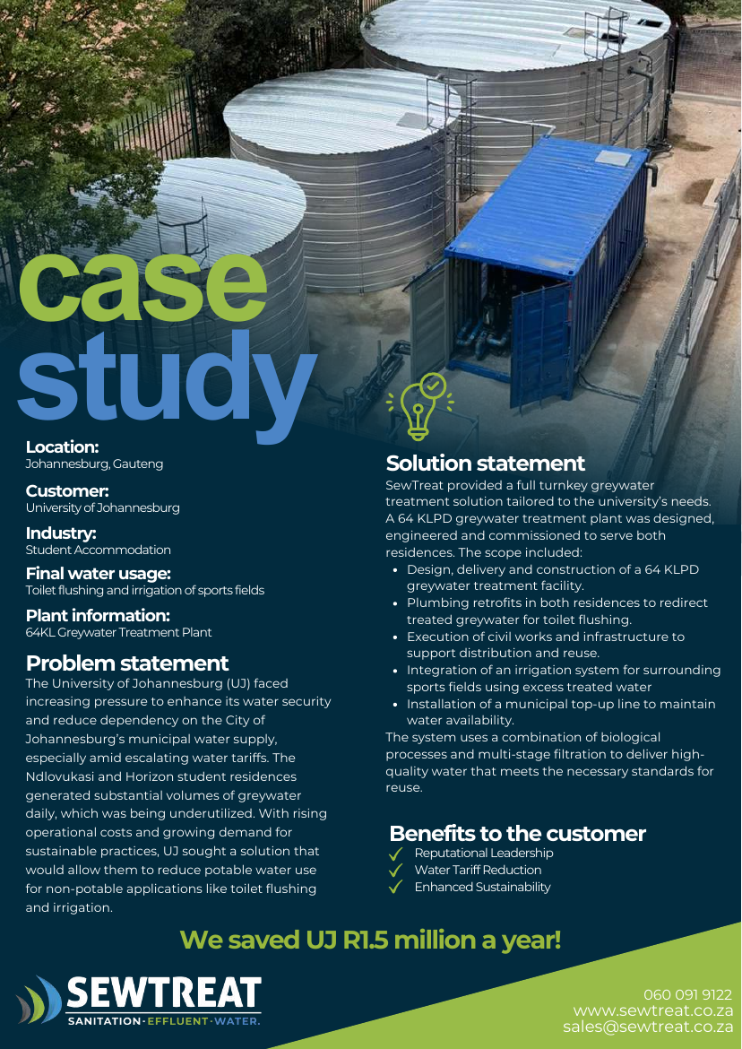 University of Johannesburg Greywater Reuse published case-study sheet 1
